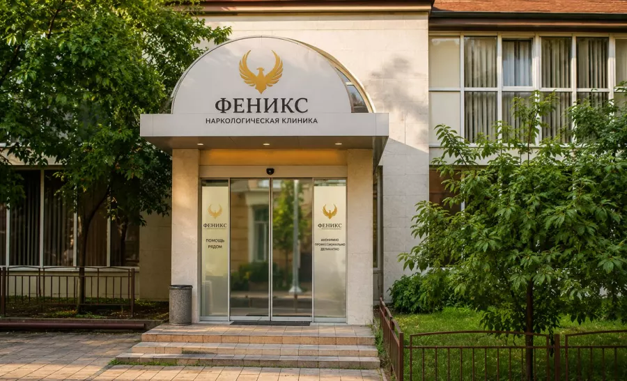 Вход в наркологическую клинику «Феникс» в Лакинске